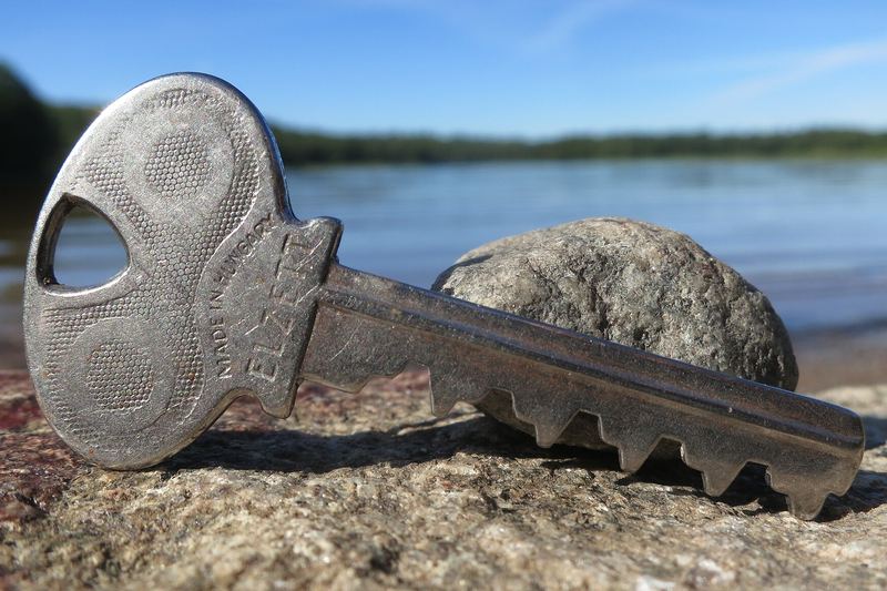 Close-up of a cylinder lock key
