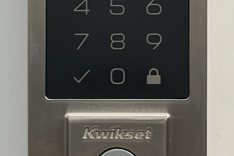 Satin-finish electronic keypad deadbolt